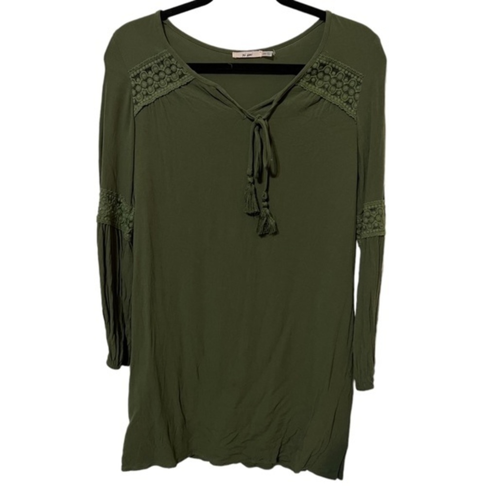 Mi Ami Green Bohemian Long Sleeve Tunic Top Size XXS